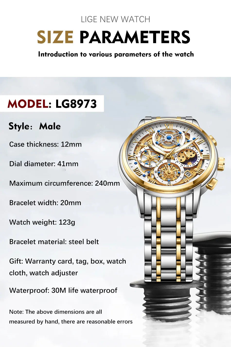 LIGE Men Watch Sports Quartz Watches Men Waterproof Chronograph Wristwatch Mens Military Hollow Clock Man Relogio Masculino