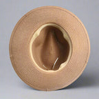 Unisex Metal Letter Straw Panama Hat