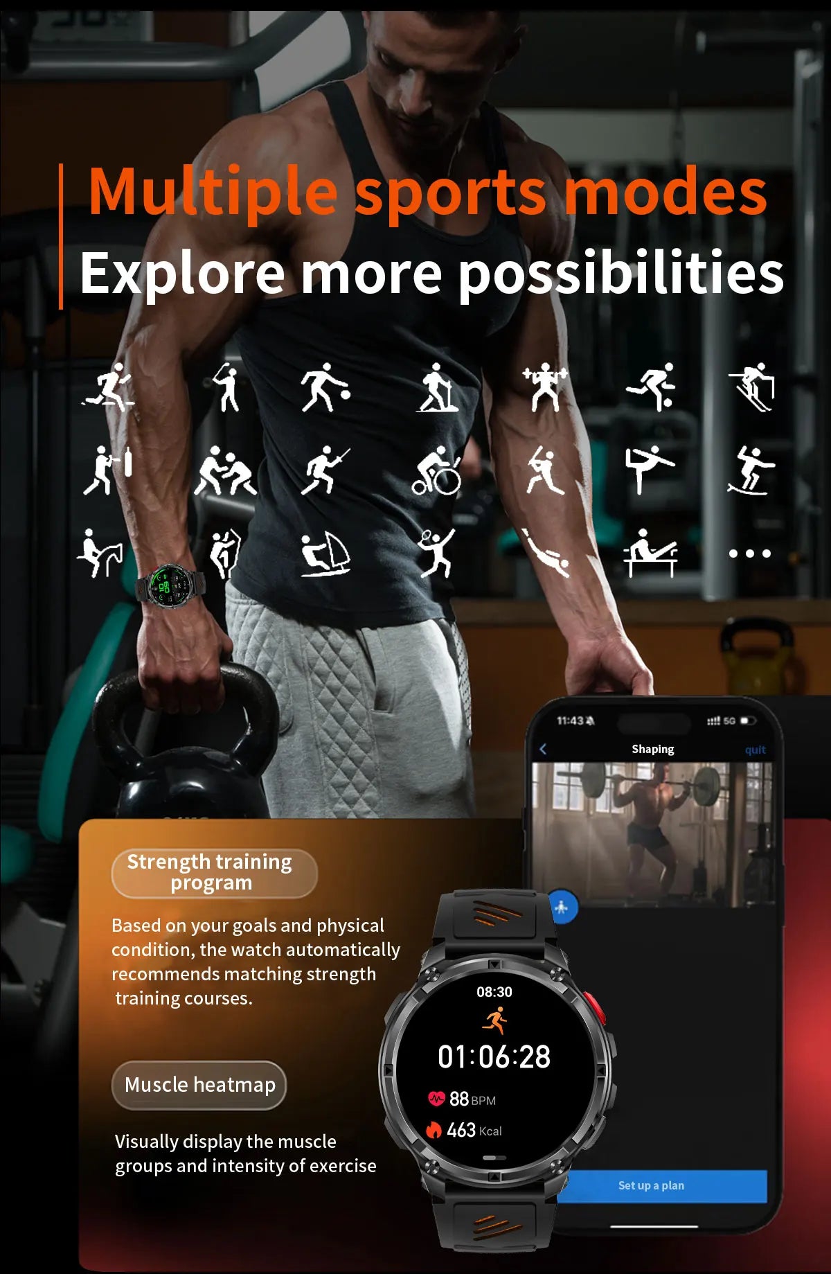 2026 New T-Rex3 Ultra 1100mAh Super Capacity Battery Adult Men Smart Watch 1.7" Large Screen Call 5ATM Waterproof Sports Watches