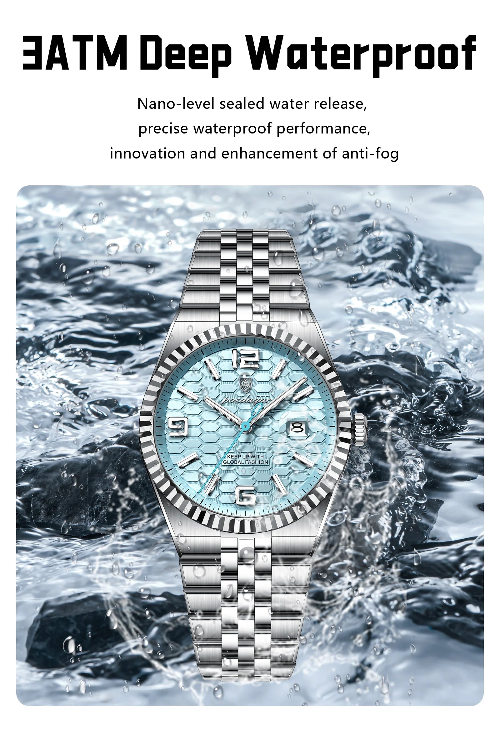 POEDAGAR Fashion Exquisite Men Wristwatches Waterproof Luminous Date Luxury Man Watch Stainless Steel Quartz Men's Watches Reloj