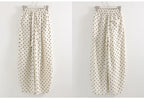 Black Polka Dot Linen Pants Women Wide Leg Summer Trousers Baggy For Ladies White Oversize Cotton Linen Pants Woman Wide