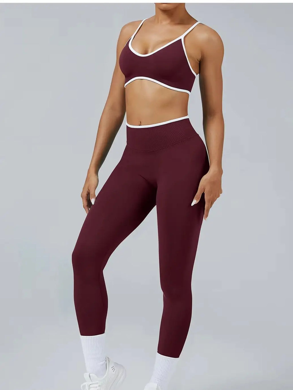 Sculpting Color Block Yoga Set with Tummy Control Shorts