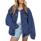 Women's Denim Jacket Denim Long Sleeve Oversized Button Jacket Fashion Jacket Autumn