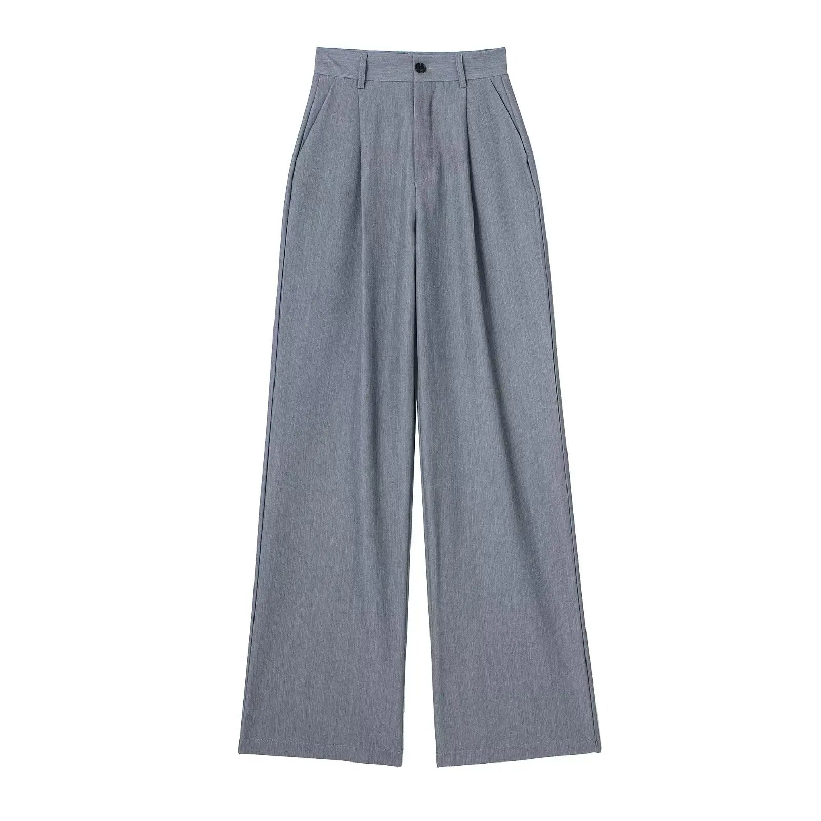 Willshela Women Fashion Solid Pleated Front Zipper Wide Leg Pants Vintage High Waist Full Length Female Chic Lady Trousers