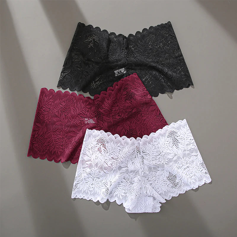 3Pcs Women Panties Lace Female Underpants Plus Size Underwear Large Size Lightweight Seamless Low Waist Briefs Breathable