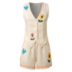 🌸 Vintage Floral Embroidered 2-Piece Summer Set