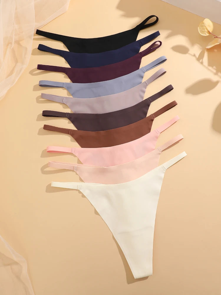 4Pcs Set Seamless Ultra-thin Underwear Women Sexy Thin Belt Panties Women's High Stretch Thongs Girls Breathable G-String Lingerie