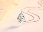 925 Silver Feather Zircon Pendant Necklace