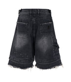 NOIR DISTRESSED CARGO SHORTS