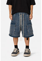 AZUL DRAWSTRING DENIM CARGO SHORTS