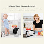 ABM200 Support Two-Way Voice Temperature Display 4.5-inch Video Baby Monitor Music Player(EU Plug)