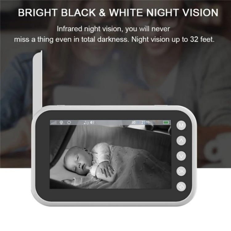 ABM200 Support Two-Way Voice Temperature Display 4.5-inch Video Baby Monitor Music Player(UK Plug)