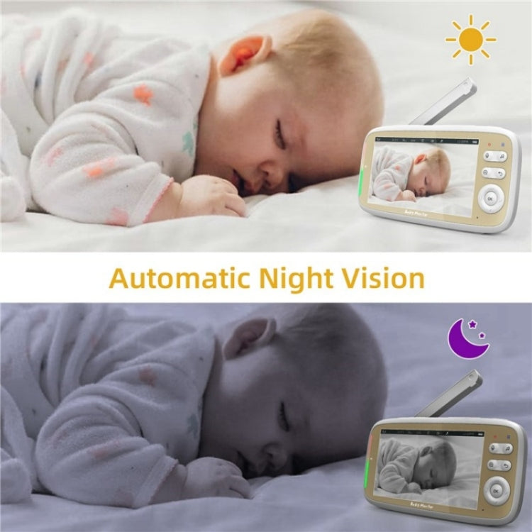 VB803 Built-in Lullabies PTZ Rotation HD Baby Security Camera 5-inch Baby Monitor(US Plug)