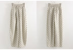 Black Polka Dot Linen Pants Women Wide Leg Summer Trousers Baggy For Ladies White Oversize Cotton Linen Pants Woman Wide