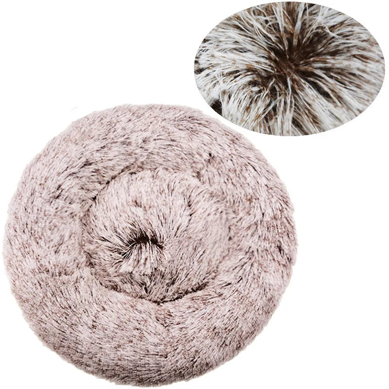 Round Pet Bed for Large Dog Bed Super Soft Cat Bed Plush Dog House for Medium Dog House Winter Warm Sleeping 40-90cm 6 Sizes