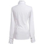 Women's Vintage Ruffle Collar Shirt 2026 Spring New Arrival High Neck Lace Trim Button Down Shirt Elegant Gothic Blouse Tops
