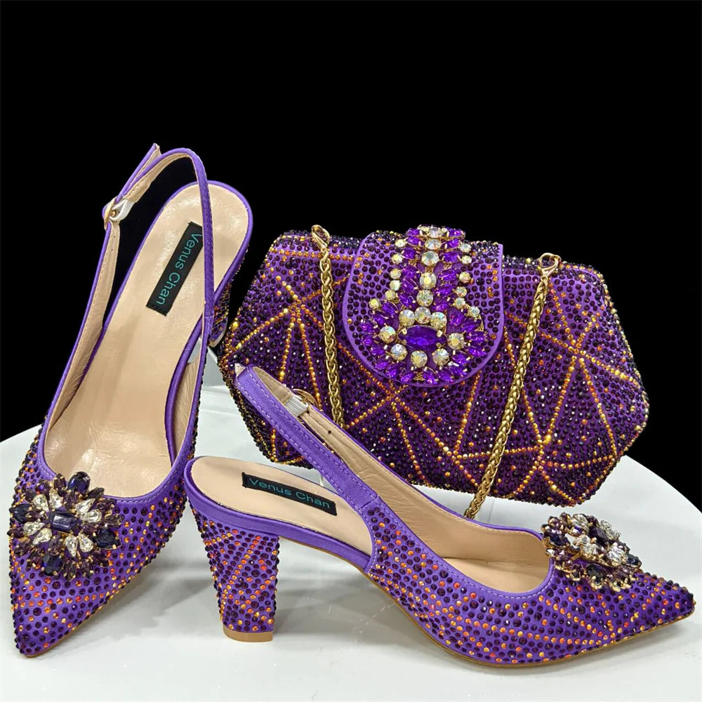 Lastest Italian Style Ladies Shoes with Matching Bag Set HDF1-38