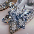 Newest Silver High Heels Wedding Women Shoes Diamond Pumps Crystal Shoes Rhinestone Pointed Toe Glitter Party