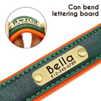 Personalized Customized Leather ID Nameplate Dog Collar Soft Padded Dogs Collars Free Engraving Name for Small Medium Large Dogs