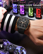 LIGE Waterproof Watches For Men Original Brand Luxury Silicone Square Men's Quartz Wristwatch Fashion Military Chronograph Male