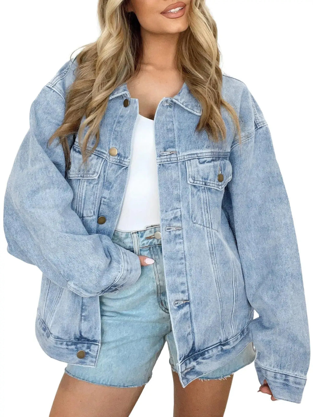 Women's Denim Jacket Denim Long Sleeve Oversized Button Jacket Fashion Jacket Autumn