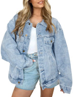 Women's Denim Jacket Denim Long Sleeve Oversized Button Jacket Fashion Jacket Autumn