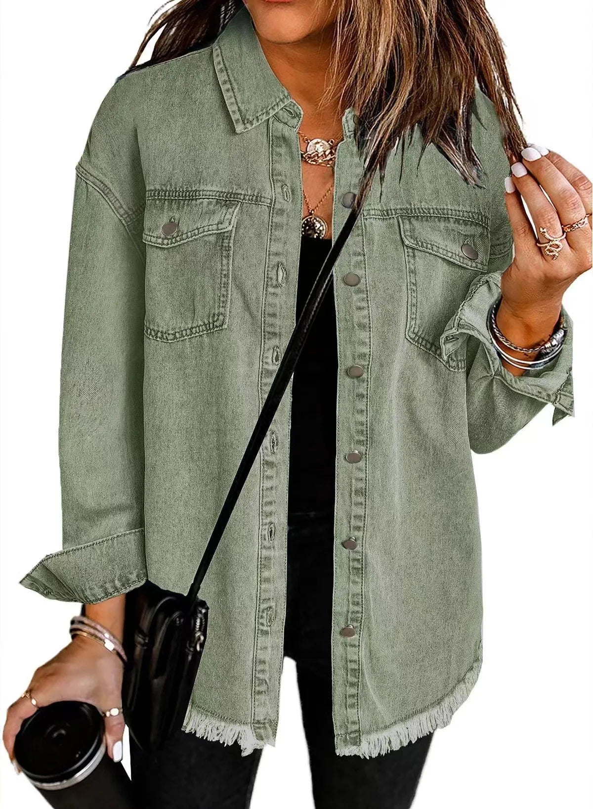 Women Denim Coat Shirt Coats Turn Down Collar Y2k Streetwear Open Stitch Jacket Single Breasted Casual Loose Jackets 2025