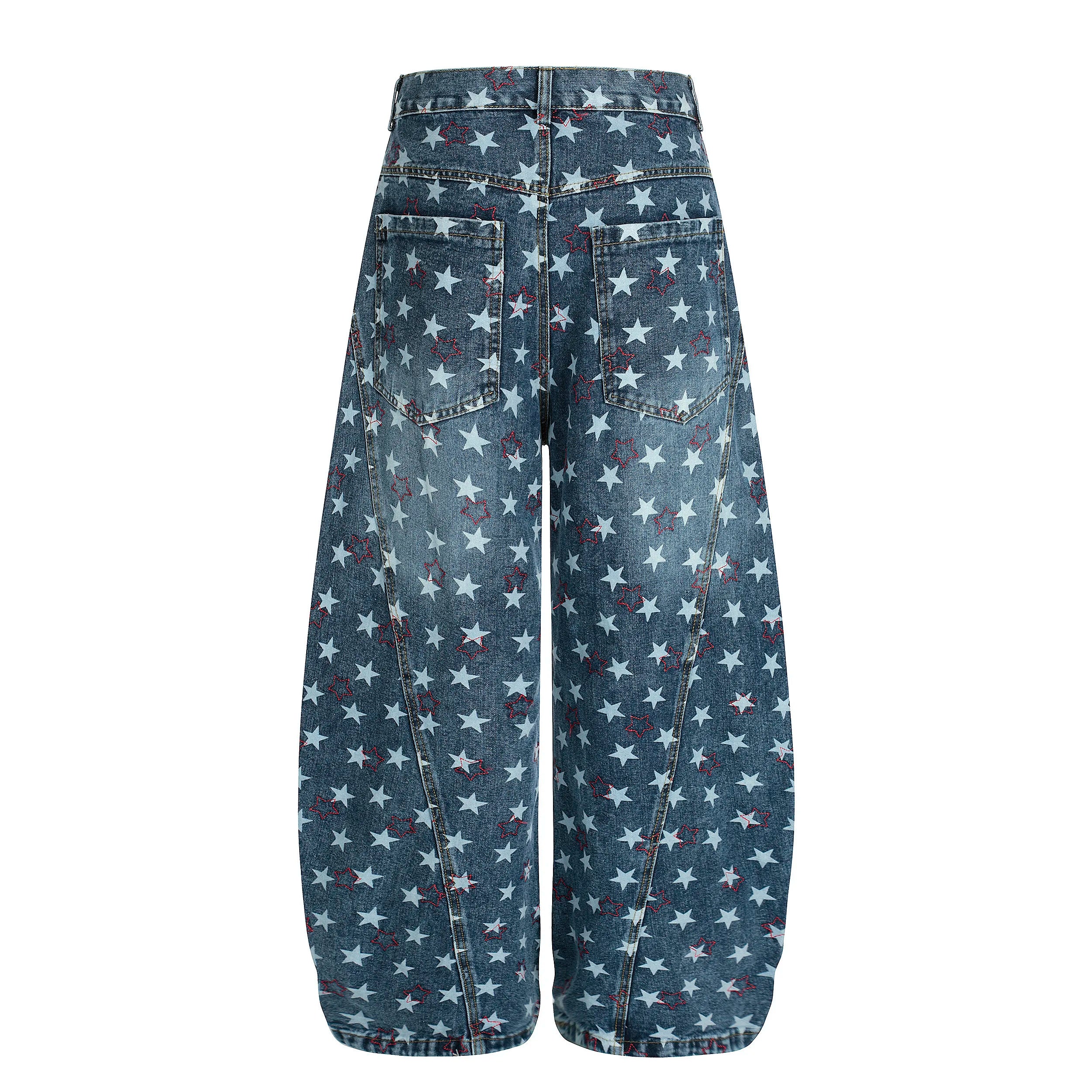 Y2K Vintage Star Print Baggy Jeans Harajuku Unisex Baggy Wide Leg Hip Hop Denim Pants Loose Trendy Casual Trousers 2026 New