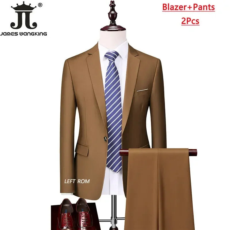 Men's Formal Slim Fit Suit Set, 2- or 3-Piece, M-6XL