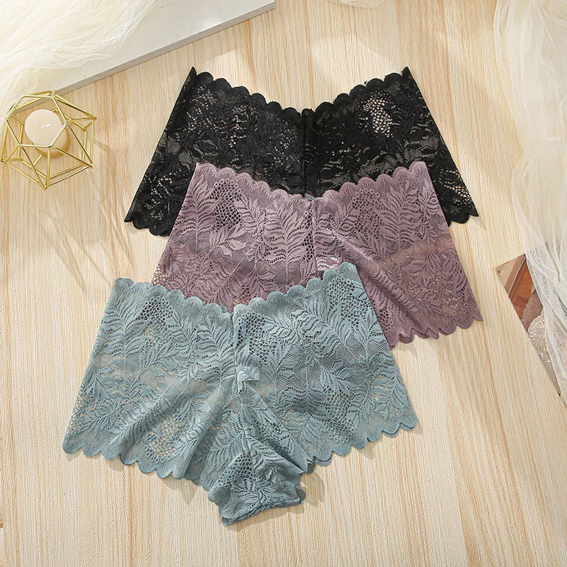 3Pcs Women Panties Lace Female Underpants Plus Size Underwear Large Size Lightweight Seamless Low Waist Briefs Breathable
