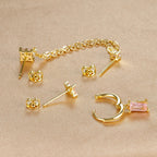 Zodiac Birthstone Earrings Set for Everyday Celestial Style