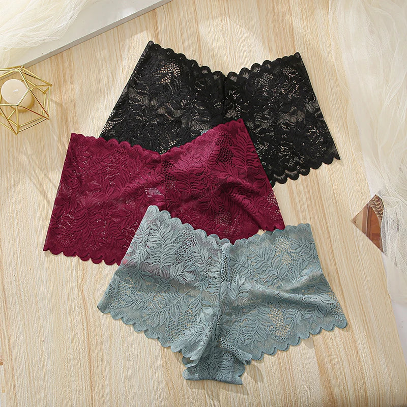 3Pcs Women Panties Lace Female Underpants Plus Size Underwear Large Size Lightweight Seamless Low Waist Briefs Breathable