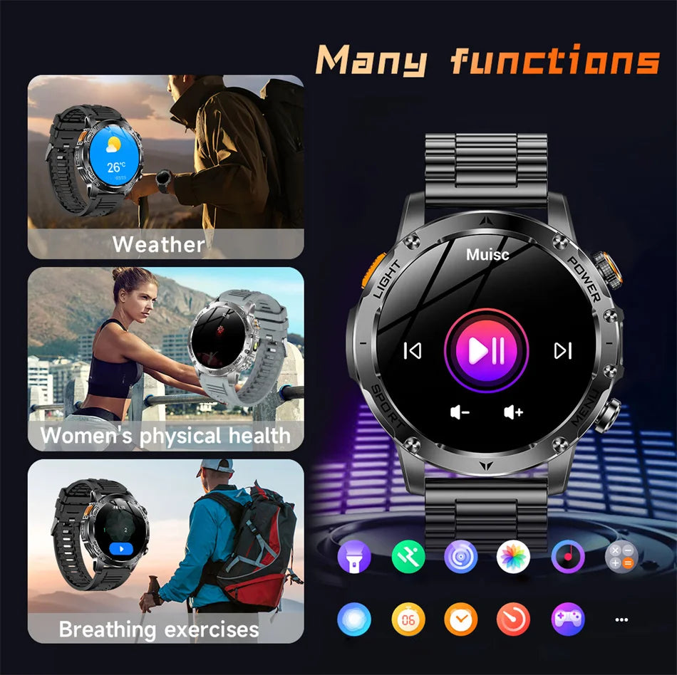 2026 Outdoor New 1000mAh Battery T-Rex 3 Military Grade Smart Watch Men IP69K Waterproof GPS HD Bluetooth Call 100+Sports Watch