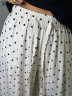 Black Polka Dot Linen Pants Women Wide Leg Summer Trousers Baggy For Ladies White Oversize Cotton Linen Pants Woman Wide