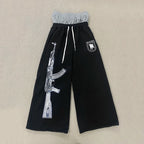 Y2K High-Waisted Printed Embroidered Street Guard Pants Spring Summer Casual Straight Leg Double Waist Design Fashionable