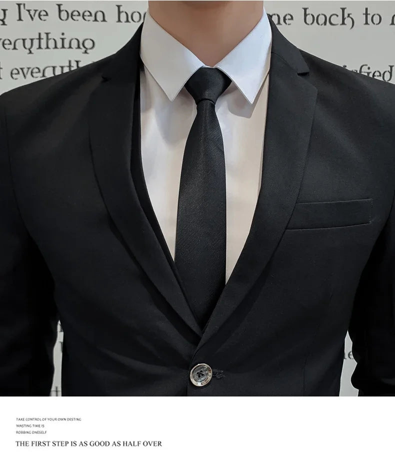 Suit Upgrade the new fabric Men's Business Gentleman Fashion Slim Work Solid Color Plus Size Fair Dress Wedding Best Man Suit