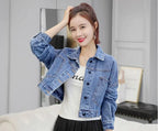 Spring Autumn Denim Jacket for Women Crop Plain Small Short Y2k Clothes Chic and Elegant Cowboy Coat Woman in Promotion New