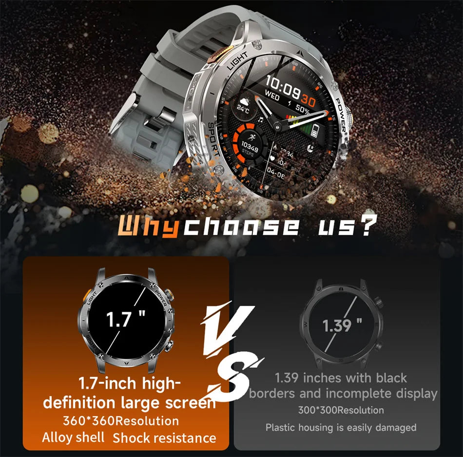 2026 Outdoor New 1000mAh Battery T-Rex 3 Military Grade Smart Watch Men IP69K Waterproof GPS HD Bluetooth Call 100+Sports Watch