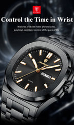 POEDAGAR Top Trendy Men's Watches Waterproof Luminous Date Week Luxury Men Watch Stainless Steel Quartz Business Man Clock Reloj
