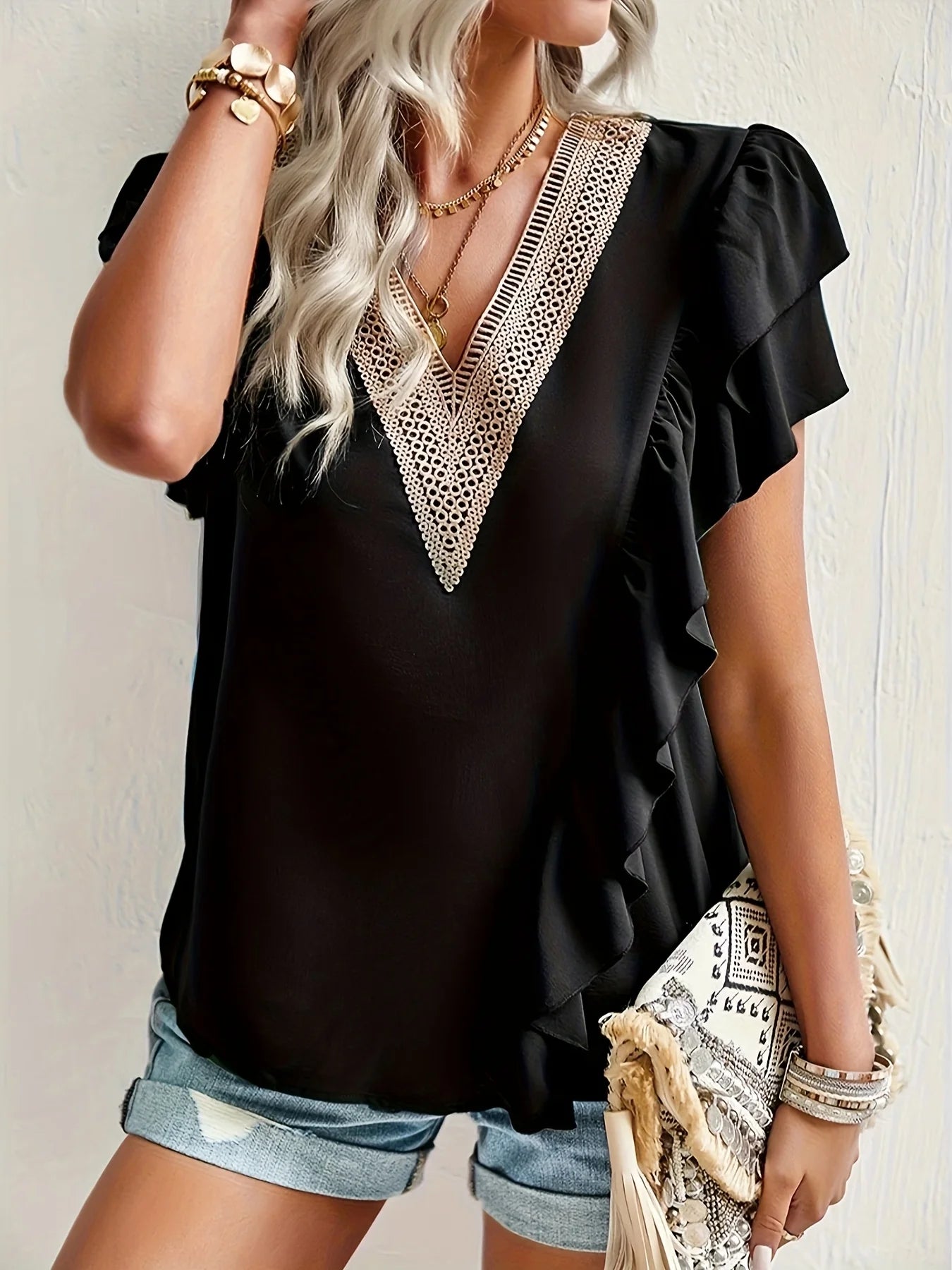 White Women's plus size shirt summer chic elegant shirt casual women's fashionable shirt White