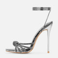 Open Toe Silver Crystal Band Platform High Heels