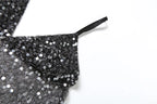 Weird Puss Sequins Patchwork Mesh Camisole Women v-Neck Sexy Backless Summer Trend Street Midnight Versatile Hottie Classic Tops