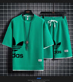 Summer 2025 New Men's pullover sportswear Set, fashionable basketball men's casual short-sleeved T-shirt + shorts two-piece set