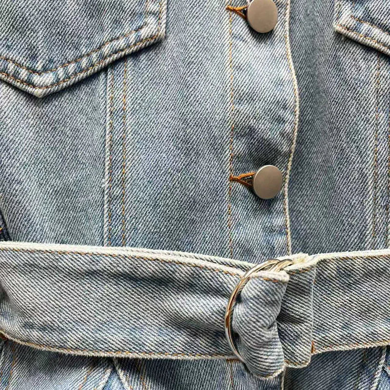 Women's Fitted Washed Denim Jacket, Notched Collar Single-Breasted Hem-Tapered Jacket, High-Quality Jacket, 2026, New Arrival,