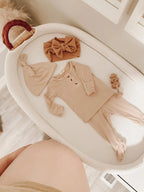 Top and Bottom Outfit Set Gender-Neutral Newborn Clothes - Sand