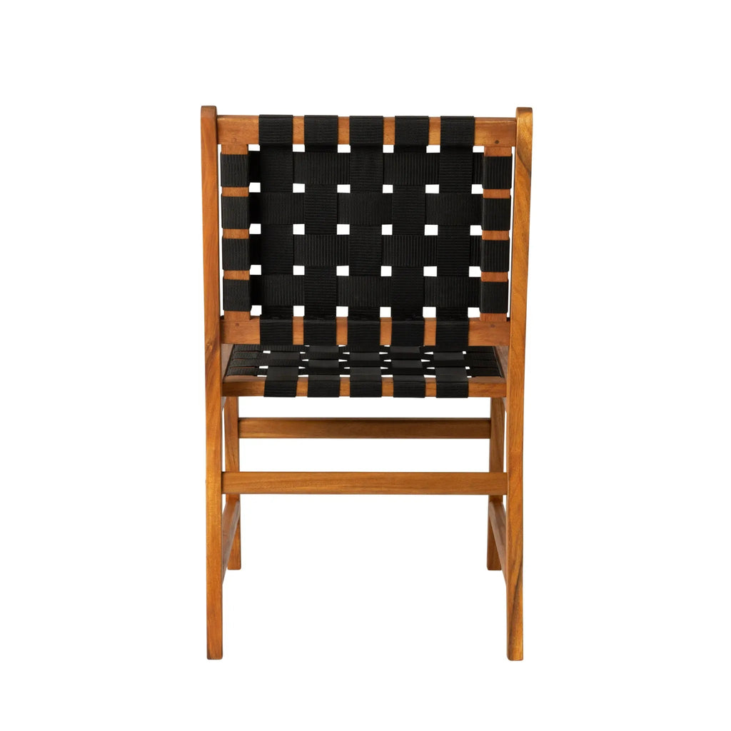 Sava Indoor Outdoor Armless Dining Side Chair in Black Webbing