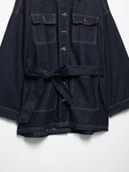 Women's Denim Jacket Solid Color Straps Waist Cinched Turndown Collar Fashionable Versatile Casual Spring Autumn Jacket 2025 New