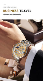 LIGE Men Watch Sports Quartz Watches Men Waterproof Chronograph Wristwatch Mens Military Hollow Clock Man Relogio Masculino