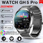 2026 Watch 5 Pro GPS Track Compass Smart Watch Men 360*360 AMOLED Screen NFC BT Call Waterproof Health Monitor Man Smartwatches