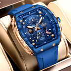 LIGE Waterproof Watches For Men Original Brand Luxury Silicone Square Men's Quartz Wristwatch Fashion Military Chronograph Male